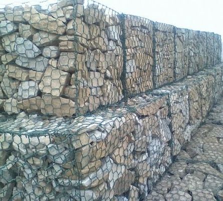 กัลวาเนียม 80 * 100 มิลลิเมตร 2 มิลลิเมตร Gabion Wire Mesh กระเป๋าผ้าที่แข็งแรง