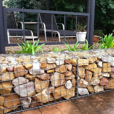 เครื่องยืดหยุ่นเหล็กไร้สแตนเลส Gabion Wire Mesh 1.8mx0.5mx2m พีวีซีเคลือบ
