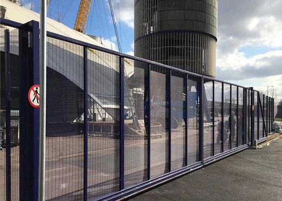 พาวเดอร์เคลือบโลหะดํา รั้วความปลอดภัย ประเภทประตูเลื่อน 2.0m X 6.0m