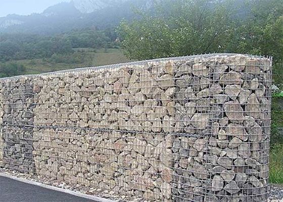 H6m พีวีซีเคลือบ Gabion Wire Mesh รั้วผนังหิน Gabion