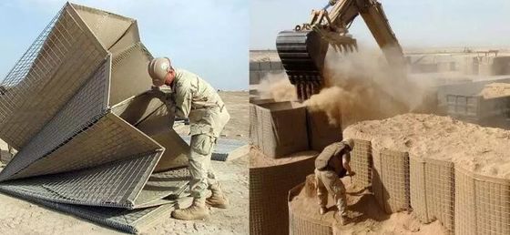 ผนังป้องกัน Hesco สายสี่เหลี่ยมผสมผสานแบบแกลนไซด์แบบร้อน